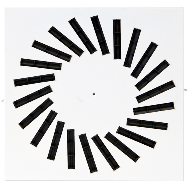 Diffuseur à jet hélicoïdal en acier avec déflecteurs réglables - 500x500 mm - RAL 9016