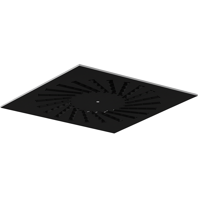 Diffuseur à jet hélicoïdal en acier avec déflecteurs réglables - 595x595 mm - RAL 9005