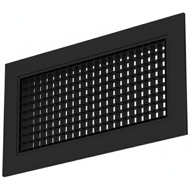 Grille murale en aluminium avec grille fixe – avec ressorts de fixation – 400x200 mm – RAL 9005