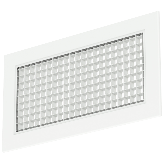 Grille murale en aluminium avec grille fixe - avec ressorts de friction - 400x100 mm - RAL 9016