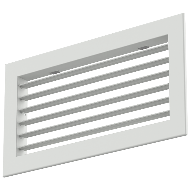 Grille murale simple réglable en aluminium - avec ressorts de friction - 600x300 mm - RAL 9016