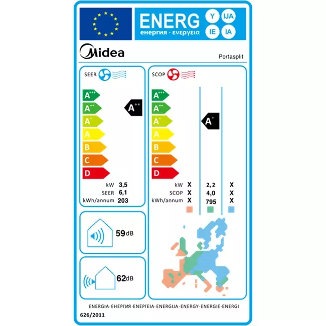 Climatiseur mobile split Midea Portasplit 3,5 kW