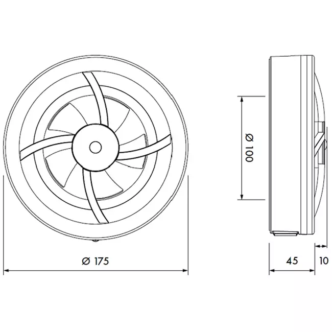 Ventilateur de salle de bain Solara avec radiateur - diamètre 100 mm - noir mat