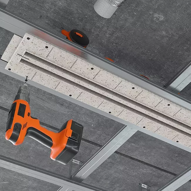 Diffuseur à fente sans cadre Ergovent 1050 mm avec diamètre de raccordement 90 mm - modulaire - 2 fentes