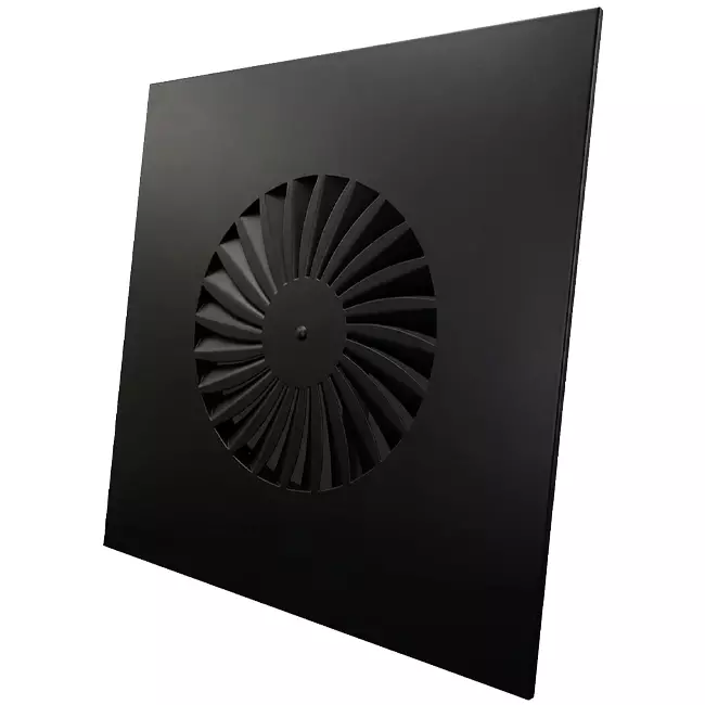 Diffuseur à jet hélicoïdal à ailettes fixes 600mm carré - SWS 600 RAL 9005 30% brillant