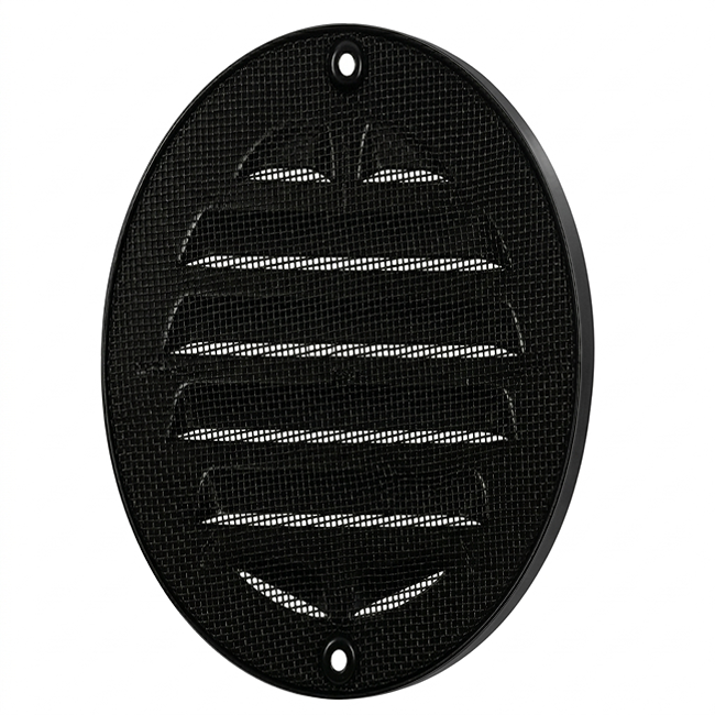 Grille extérieure ronde en aluminium 80mm - RAL9005 30% brillant