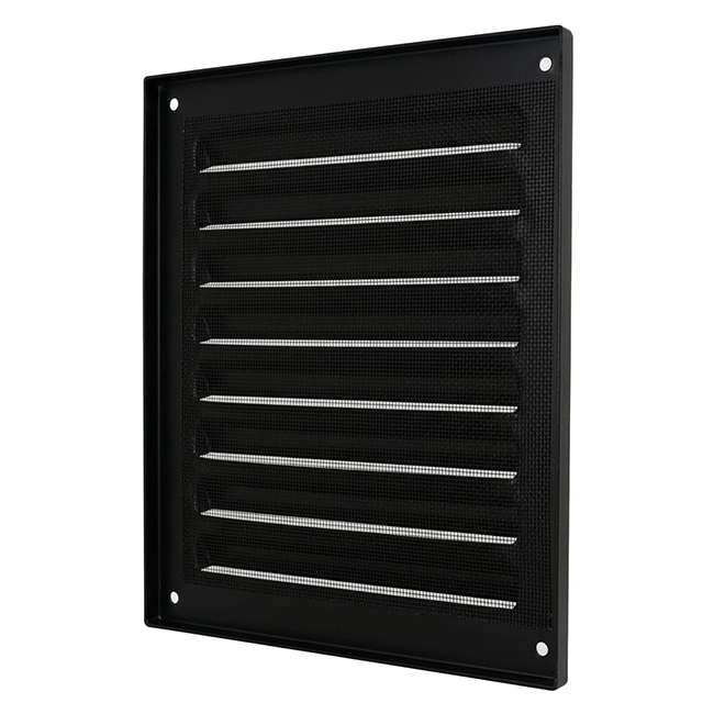 Grille extérieure carrée 150x150 mm aluminium - RAL9005 30% brillant