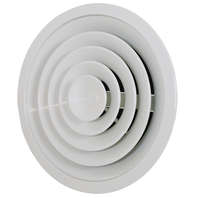 Grille de plafond ronde à motif fixe, Ø 250 mm - RAL9010