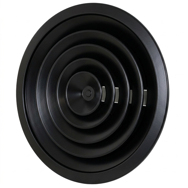 Diffuseur plafonnier rond avec motif fixe Ø 300 mm - RAL9005 30% gloss