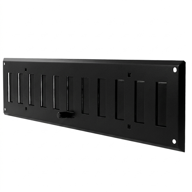 Grille murale réglable 400x100 mm métal - RAL9005 30% brillant