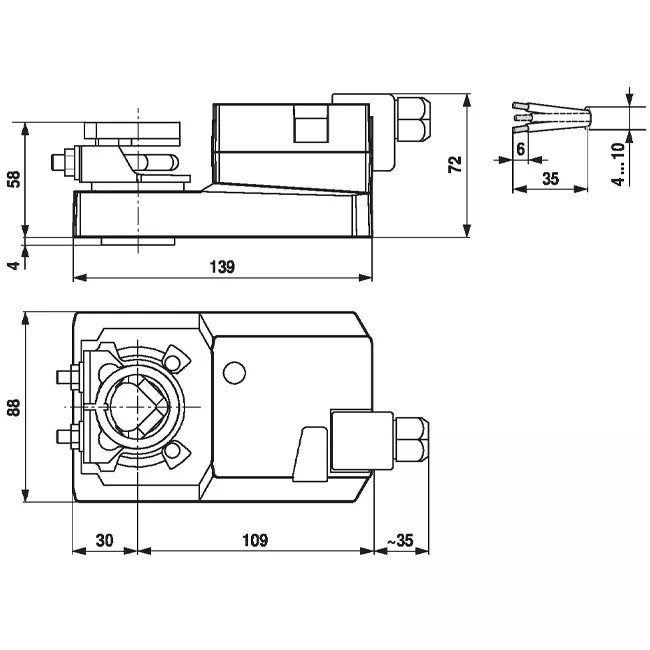 Belimo commande de vanne modulante avec bornes de raccordement 24V - 2-10V - 20 Nm - SM24A-SR-TP