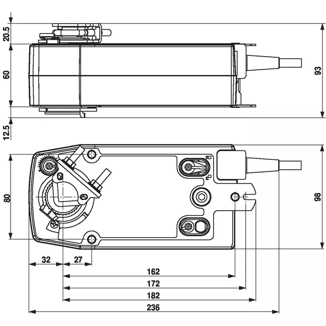 Servomoteur de vanne rotative Belimo avec retour par ressort 24V - ouvert/fermé - 10 Nm - NF24A