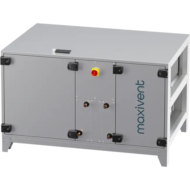 Centrales de traitement d'air Maxivent WTW avec roue à chaleur 2 000 m³/h, avec batterie à eau chaude et refroidissement DX, horizontale à droite - RHE 2000 H WDJR