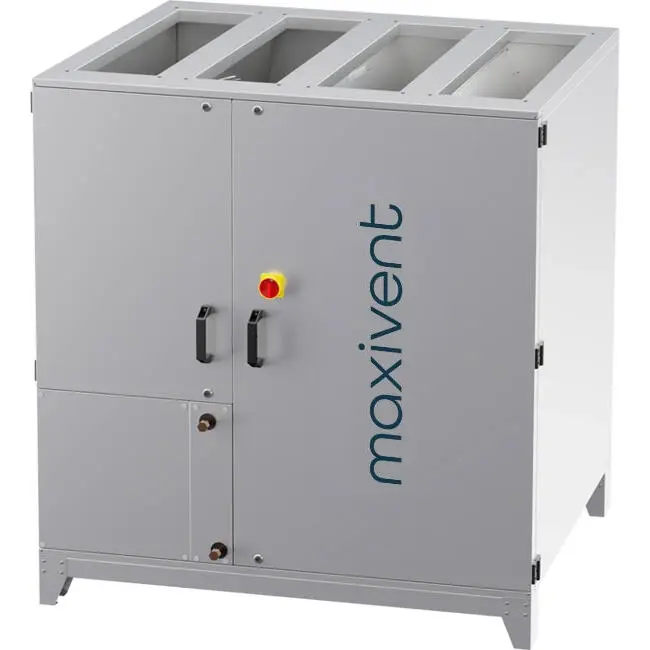 Centrales de traitement d'air Maxivent WTW avec roue à chaleur 4 200 m³/h, équipées d'un échangeur à eau chaude, montage vertical à gauche  - RHE 4200 V WOJL