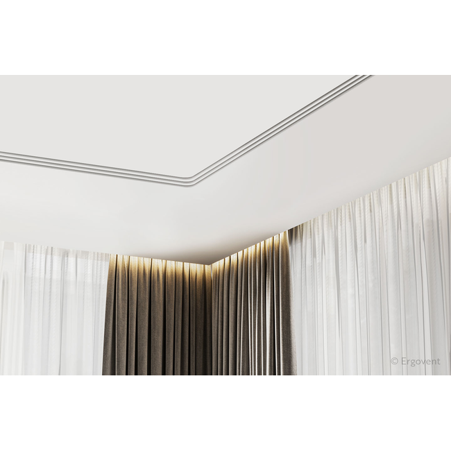Pièce d'angle courbée Ergovent pour grilles linéaires modulaires emboîtables à 3 fentes