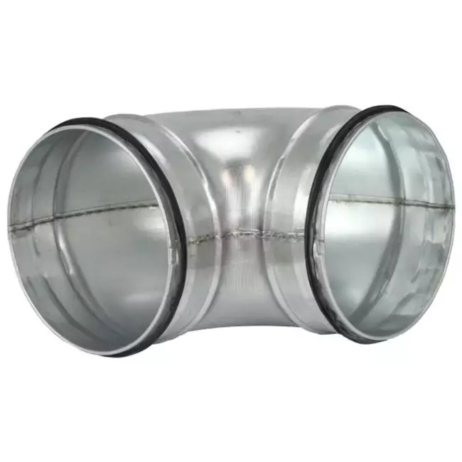 Coude spiralé court rond 90° Ø 150 mm pour conduit rigide galvanisé