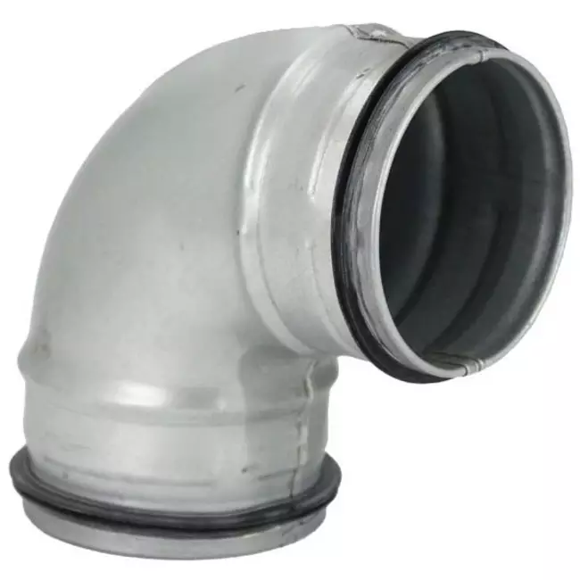 Coude spiralé court rond 90° Ø 80 mm pour conduit rigide galvanisé