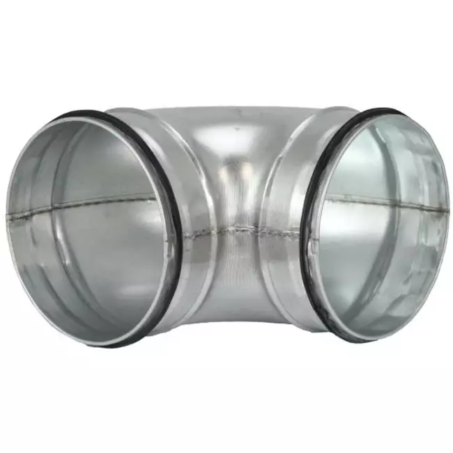 Coude spiralé court rond 90° Ø 80 mm pour conduit rigide galvanisé