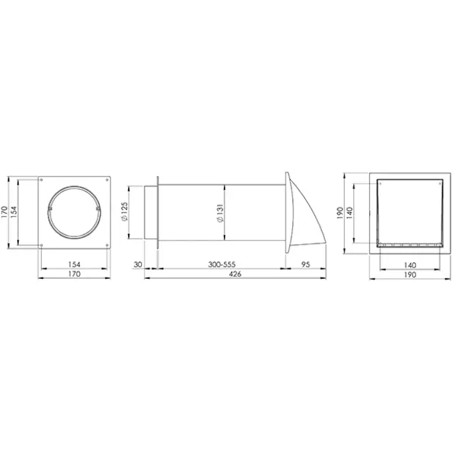 Gaine murale exérieure SPK3 Ø125mm avec clapet anti retour