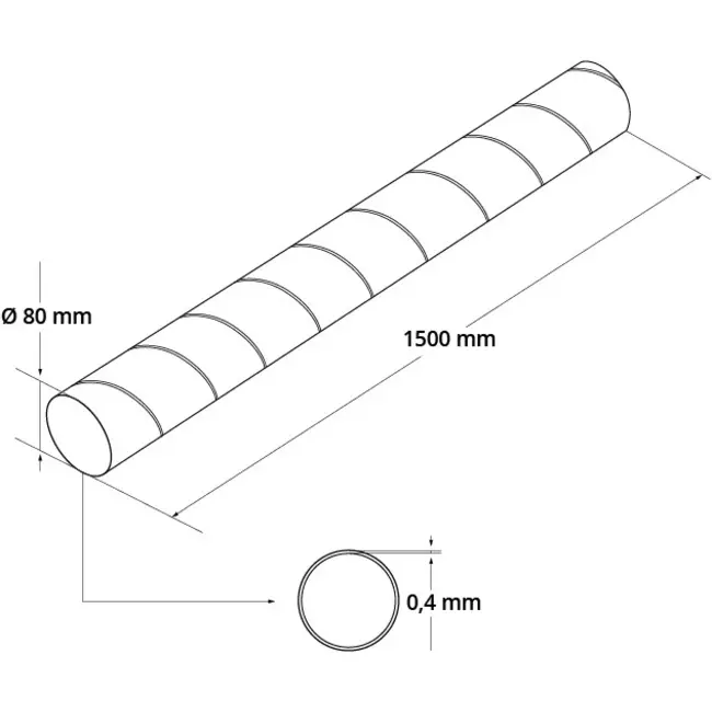 Conduit rigide galvanisé Ø 80 mm longueur 1,5 mètre - galvanisé