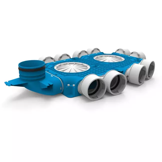 Diffuseur combiné Vent-Axia Uniflexplus 10x Ø90mm avec embout vertical Ø125mm