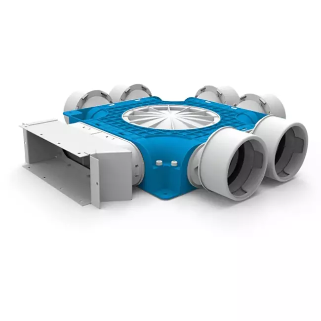 Diffuseur combiné Vent-Axia Uniflexplus 6x Ø90mm pour gaine plate galvanisée 220x80mm