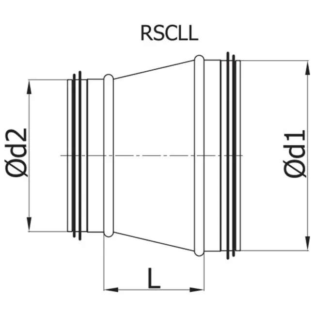 Réducteur de Ø 315 mm - Ø 250 mm pour conduit rigide galvanisé