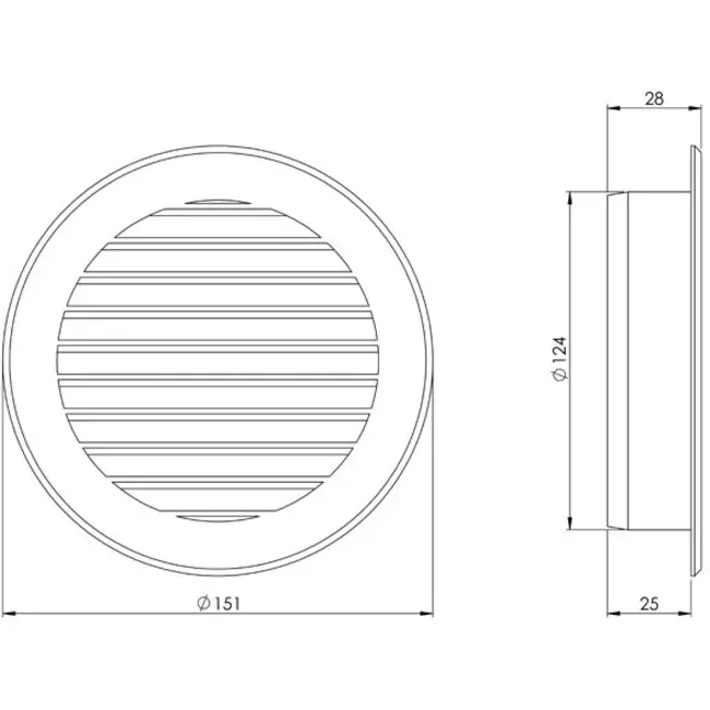 Grille à ailettes diamètre 125 mm marron - VR125B