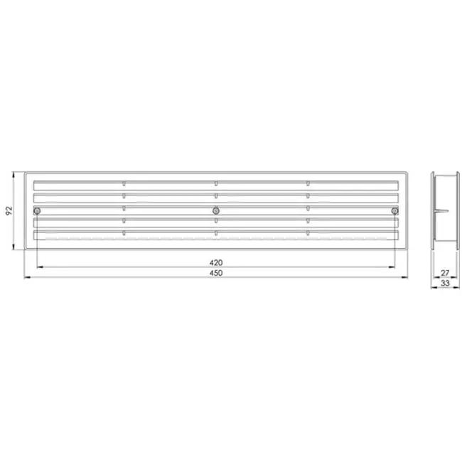 Grille de porte 450 x 92 blanc - VR459