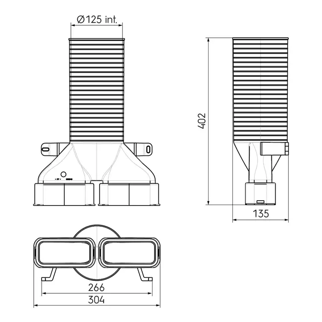 Ubbink Air Excellent 55SC adaptateur valve 125 2x180°