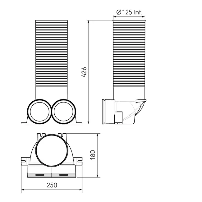 Ubbink Air Excellent 48C adaptateur de vanne 125 2x90°
