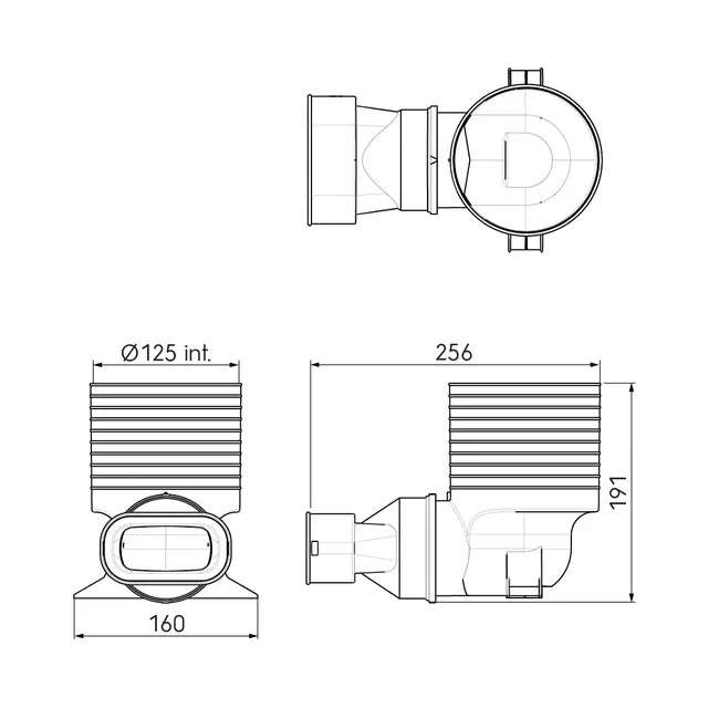 Ubbink Air Excellent 35SC adaptateur valve 125 1x90°
