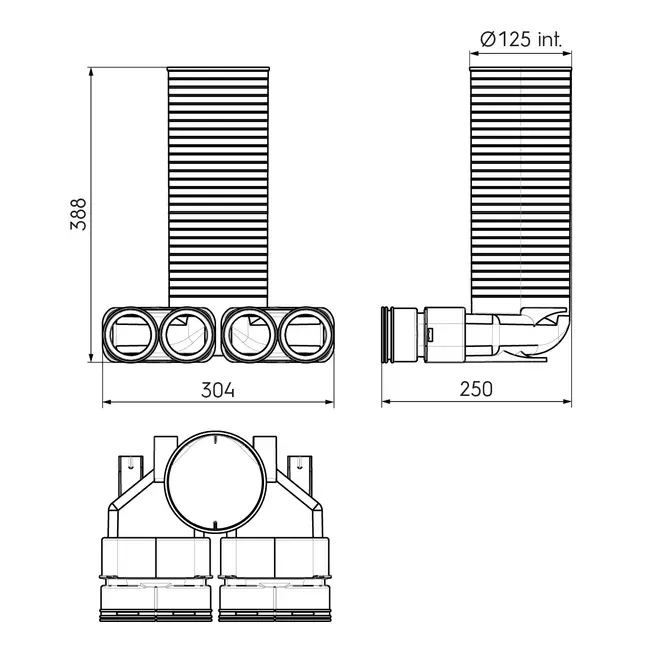 Adaptateur de vanne Ubbink Air Excellent 23C 125 4x90°