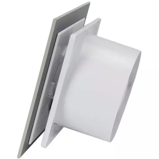 Vmc salle de bain Ø 125 mm avec cordon de tirage et fiche - front en verre satin argenté