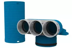 Collecteur de valve de ventilation Vent-Axia Uniflexplus 3x Ø69 mm avec couvercle de mortier Ø125 mm H=250 90° (long)