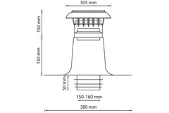 Aération pour toit plat double paroi avec capuchon en plastique Ø 150-160 mm
