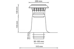 Aération pour toit plat double paroi avec capuchon en plastique Ø 90-100 mm