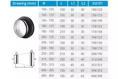 Réducteur isolé Thermoduct 13mm 200 mm - 180 mm de diamètre