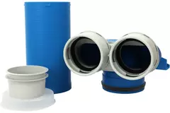 Collecteur de valve de ventilation Vent-Axia Uniflexplus 2x Ø90 mm avec manchon coulissant de 250mm et couvercle de mortier Ø125 mm