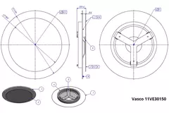 Valve de plafond ou murale Vasco design deluxe ronde (smiley  inclus)