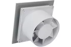 Vmc salle de bain Ø 125 mm avec cordon de tirage et fiche - front en verre satin argenté