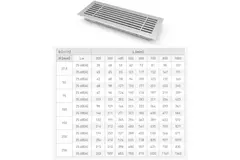 Grille à barres pour fixation au sol avec clips - 200x50 mm