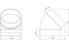 Diamètre du coude rond en plastique à 45° : 100 mm AL100-45