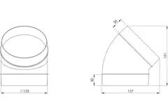 Diamètre du coude rond en plastique à 45° : 125 mm AL125-45