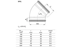Coude spiralé court rond 45° Ø 100 mm pour conduit rigide galvanisé