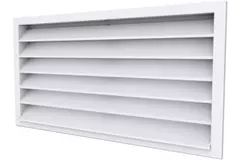 Grille murale extérieure 500x300 aluminium avec ailettes fixes - couleur mixte RAL 9003