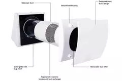 WTW décentralisé HRU wall Ø100 avec télécommande - 25 m³/h - HRU-WALL-RC-100-25-PEG