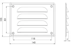 Grille de ventilation métallique carrée 140x105 mm cuivre - MR14105Cu