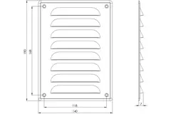 Grille de ventilation métallique carrée 140x190 mm marron - MR1419B