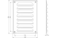 Grille de ventilation métallique carrée 140x190 mm marron - MR1419B